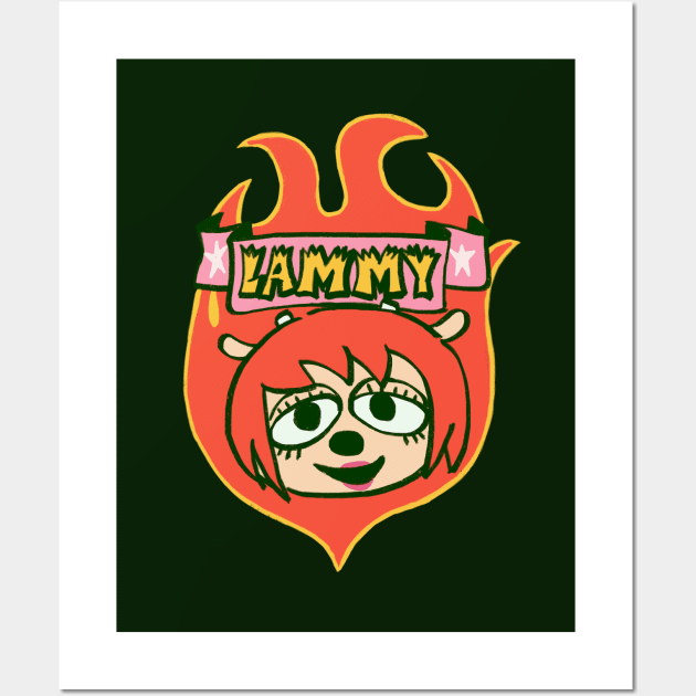 Mudwizard draws the firey red lammy crest-badge / um jammer lammy sheep girl Wall Art by mudwizard